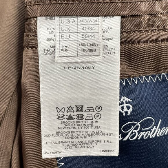 Brooks Brothers Suit Mens 40S (READ) Light Brown 100% Wool Formal Wedding - Picture 3 of 16